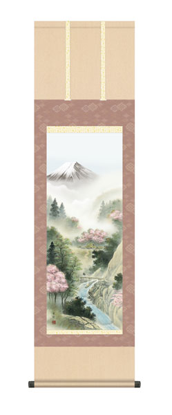 掛け軸 / 中山 雪邨 三美会 来春富峰 尺三立幅44.5×高さ約164cm 四季山水揃