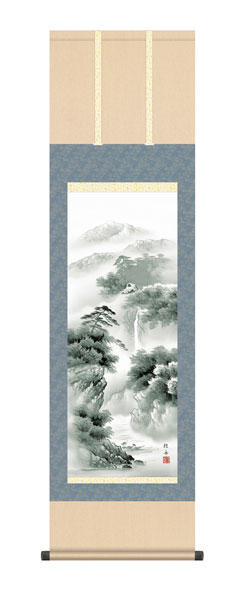 掛け軸 / 長江 桂舟 三美会 蒼山憧憬 尺三立幅44.5×高さ約164cm 山水画 水墨山水