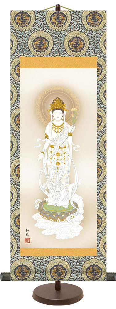 掛け軸 / 仏事 モダン 和風モダン掛け 桐箱 床の間 おしゃれ 壁掛け 絵 28cm×75cm