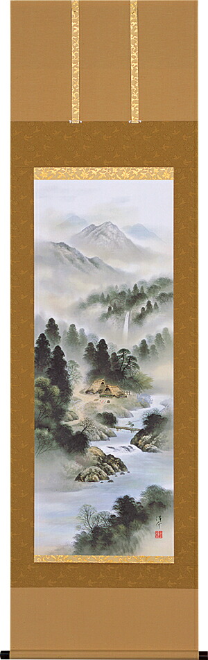 掛け軸 / 販売店 開運四神山水 中島 洋介 日本画 山水画 風景画 年中掛け 新築御祝 落成祝い 贈答用