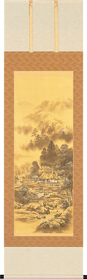 掛け軸 / 開運四神相応山水 今井 玲豊 日本画 山水画 風景画 開運画 吉祥画 年中掛け 新築御祝 贈答用