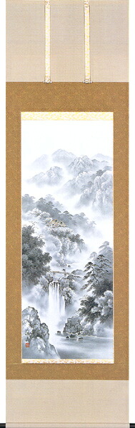 掛け軸 / 水墨山水 前田 深青