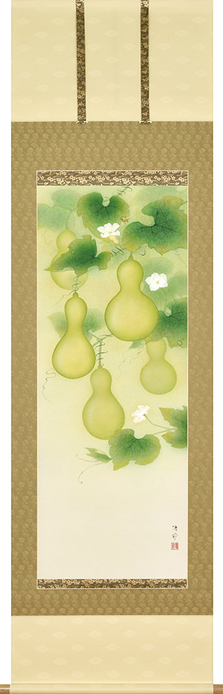 掛け軸 / 福々六瓢之図 鈴木優莉 尺五立 54.5×190cm ＜太巻桐箱収納＞ 年中掛け