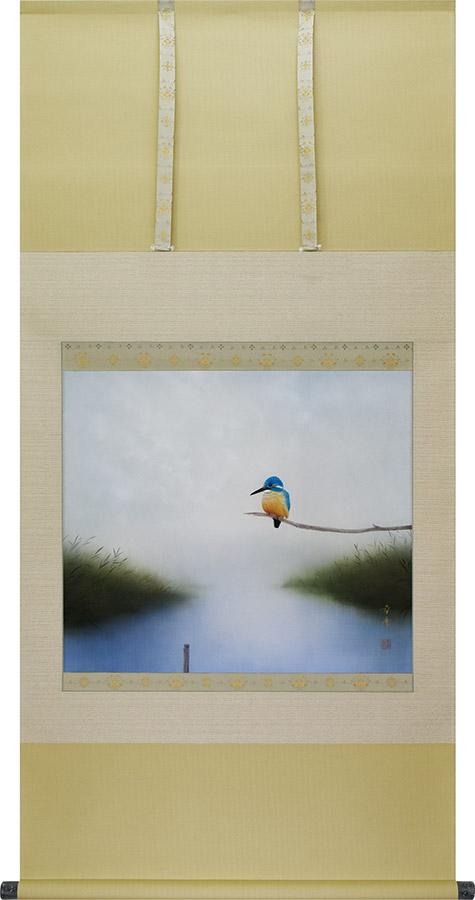 掛け軸 / 川蝉 中川幸彦 尺八横 67×138cm ＜太巻二重箱収納＞ 季節掛け ギフト 贈答品