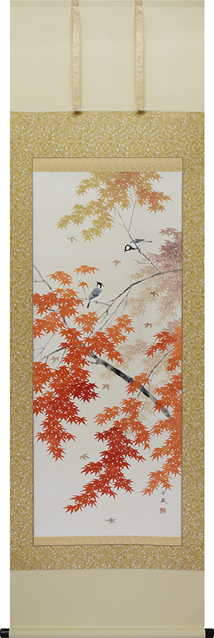 掛け軸 / 紅葉 出口華凰 尺五立 59×190cm ＜太巻桐箱収納＞ 季節掛け ギフト 贈答品