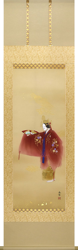 掛け軸 / 吉祥羽衣図 金武春陽 尺五立 54.5×190cm 桐箱収納