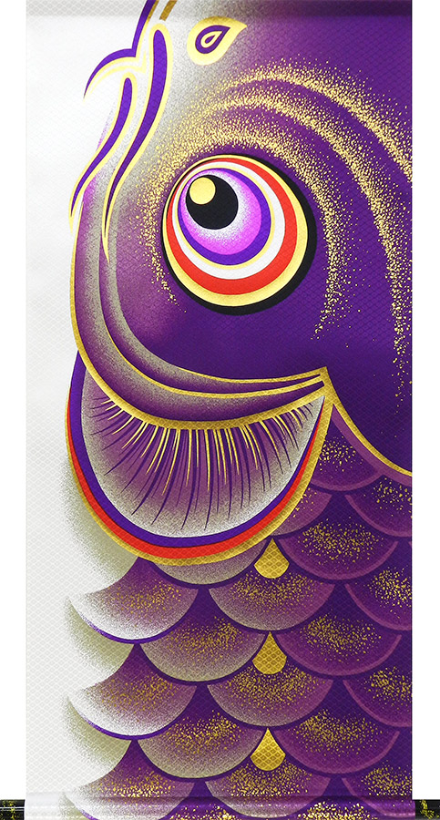掛け軸 / 鯉のぼり軸 金彩昇鯉 紫 45×95cm 特製生地貼箱収納