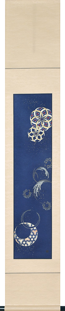 掛け軸 / 吉祥紋 六瓢雀 藤澤真実 小巾立 30×170cm 桐箱収納