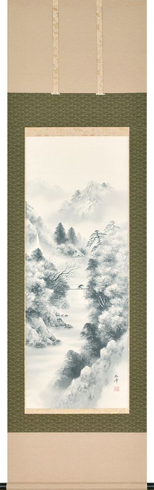 掛け軸 / 水墨山水 田代西峰 尺五立 54.5×190cm