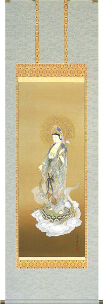 掛け軸 / 仏事 雲上聖観音 わだ 尺五立 床の間 おしゃれ 壁掛け 絵 65cm×190cm