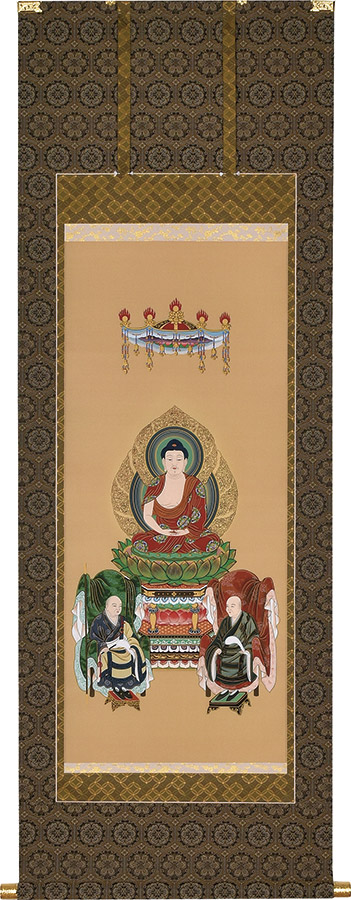 掛け軸 / 曹洞三尊佛 武藤紅雲 尺五アンド 尺五立 54.5×150cm 高級桐箱入
