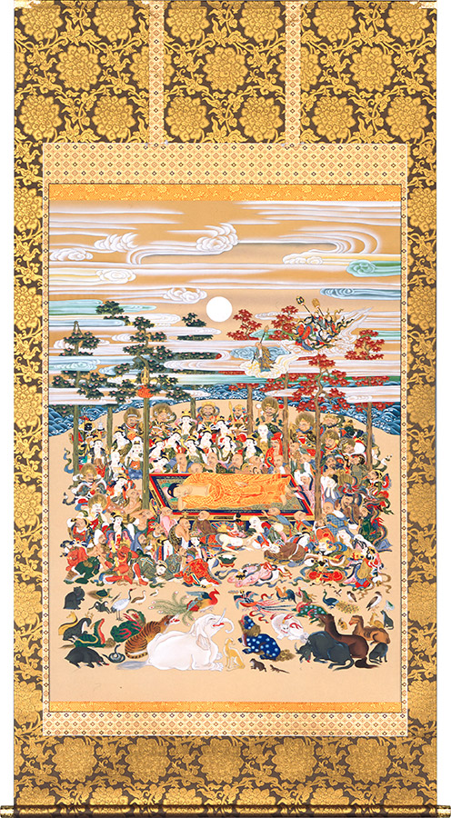 掛け軸 / 釈迦涅槃図 松井翔雲 尺三立 107×195cm 高級桐箱入