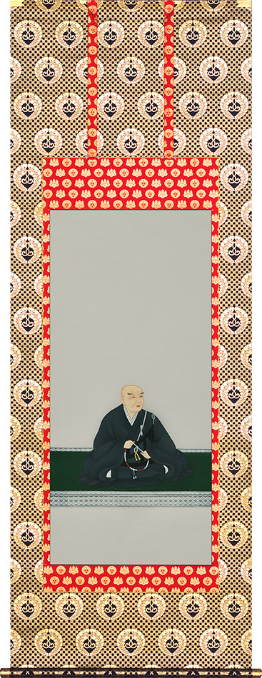 掛け軸 / 蓮如上人 加藤鳳文 尺八立 68×191cm 高級桐箱入