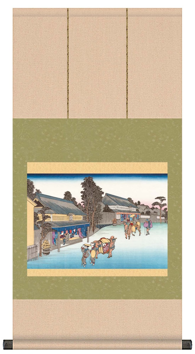 鳴海 / 名物有松絞 東海道五十三次 歌川広重 掛け軸 掛軸 浮世絵 風景画 復刻画 鳴海名物有松絞東海道五十三次歌川広重浮世絵復刻画
