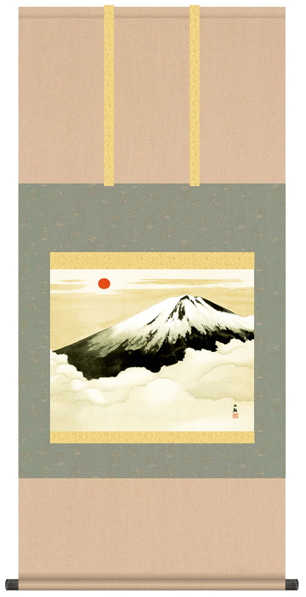 掛け軸 / 桐箱 風鎮 防虫香セット付 横山大観150周年特別企画 霊峰不二 尺五サイズ 複製画
