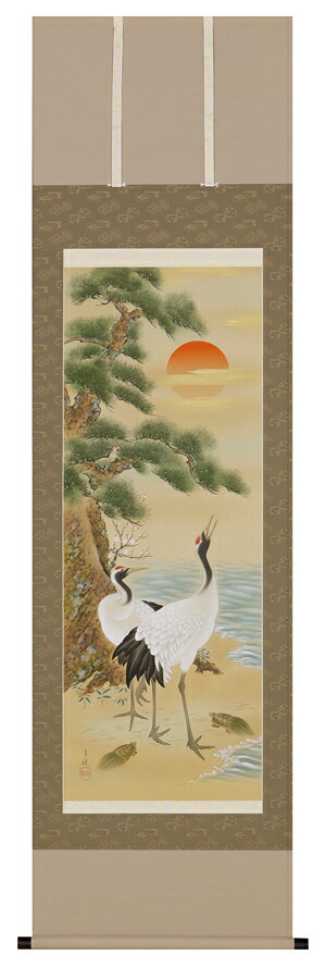 掛け軸 / 旭光双鶴 岩本 青稜