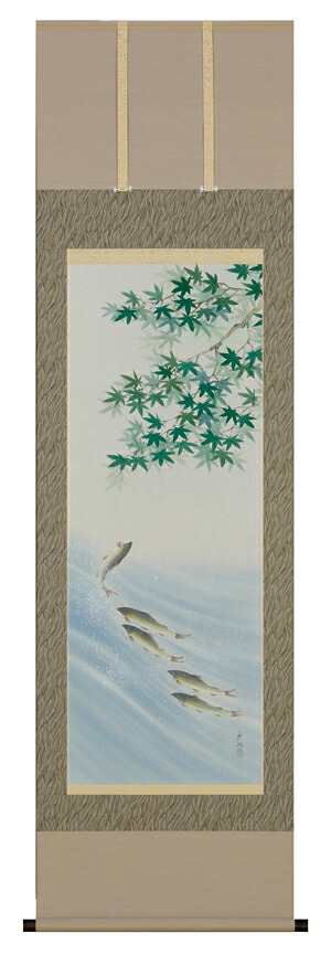 掛け軸 / 泳鮎 鈴木 秀湖