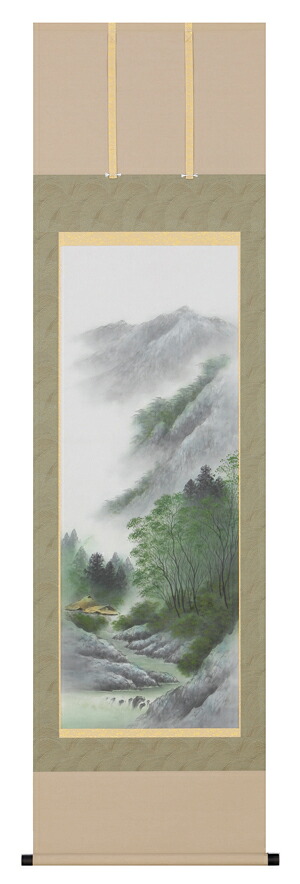 掛け軸 / 彩色山水 倉地 邦彦