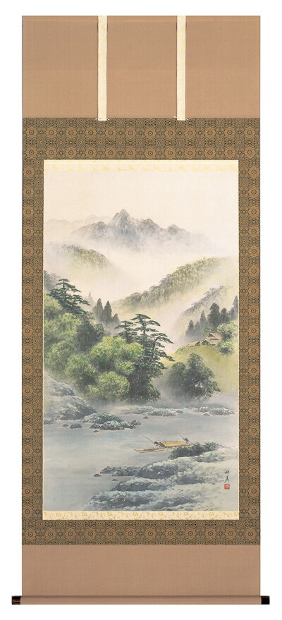 掛け軸 / 彩色山水 倉地 邦彦
