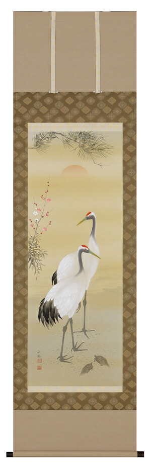 掛け軸 / 陽光双鶴 加野 秋谿