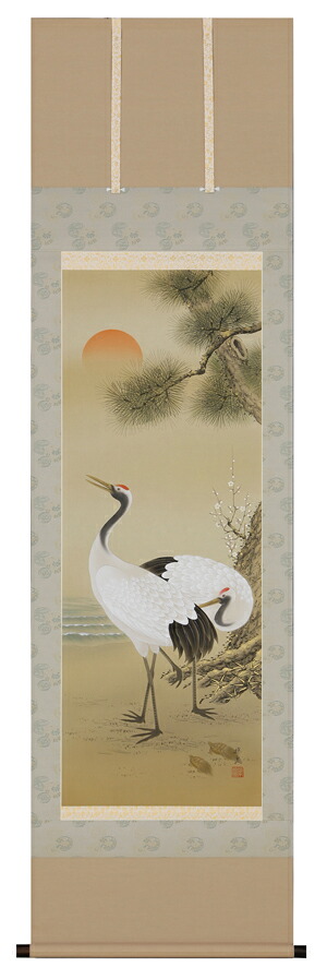 掛け軸 / 鶴亀 岡本 探泉