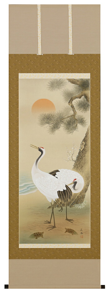 掛け軸 / 鶴亀 岩田 文鳳