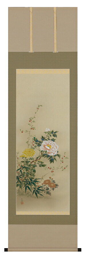 掛け軸 / 四季草花 中野 長春