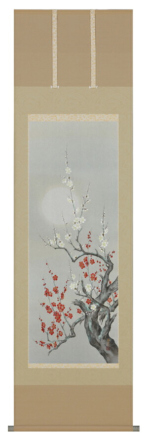 掛け軸 / 紅白梅 稲垣 雅彦