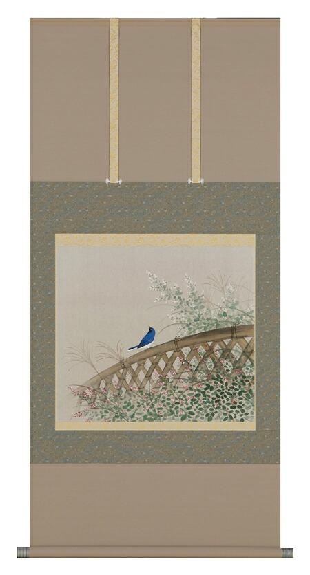 掛け軸 / 萩に小鳥 鈴木 秀湖