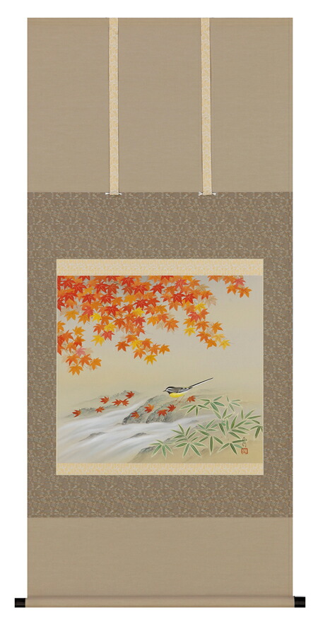 掛け軸 / 紅葉に小禽 川島 正行
