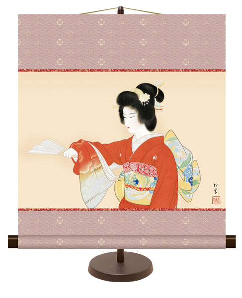 和風モダン掛け / 上村 松園 序の舞 日本の名画 掛け軸スタンド付き