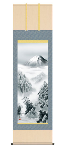掛け軸 / 富士憧憬 有馬荘園 清瀧会 尺五立幅54.5×高さ約190cm 山水画 富士山水