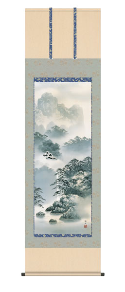 掛け軸 / 紫山憧憬 伊藤渓山 三美会 尺五立幅54.5×高さ約190cm 山水画 水墨山水