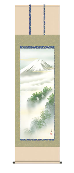 掛け軸 / 黎明富士 熊谷千風 草夕会 尺五立幅54.5×高さ約190cm 山水画 富士山水