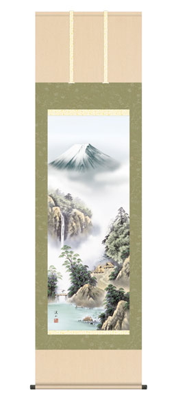 掛け軸 / 富士緑風 伊藤渓山 三美会 尺五立幅54.5×高さ約190cm 四季山水揃