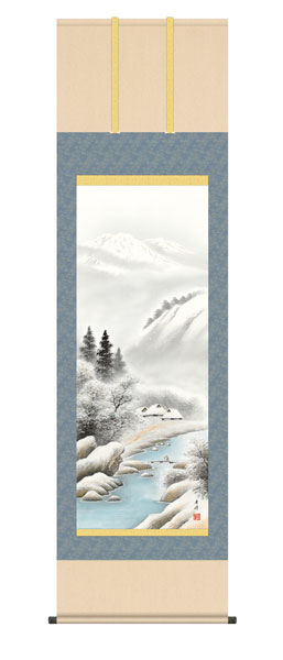 掛け軸 / 深雪情景 小林秀峰 趣粋会 尺五立幅54.5×高さ約190cm 四季山水揃