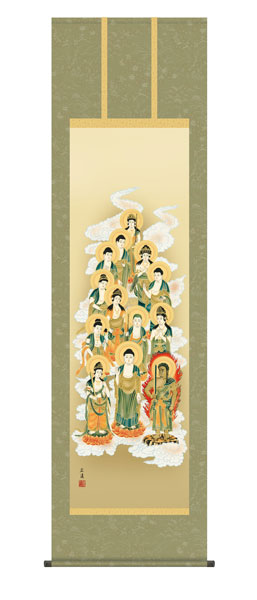 掛け軸 / 仏事 十三佛 桐箱 床の間 おしゃれ 壁掛け 絵 54.5cm×190cm