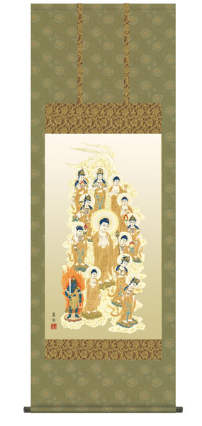 掛け軸 / 仏事 鈴木 桐箱 床の間 おしゃれ 壁掛け 絵 54.5cm×150cm