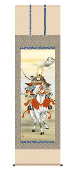 掛け軸 / 白馬武者 長江桂舟 三美会 尺五立幅54.5×高さ約190cm 端午の節句