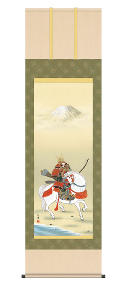 掛け軸 / 馬上武者 田中広遠 白翠会 尺五立幅54.5×高さ約190cm 端午の節句