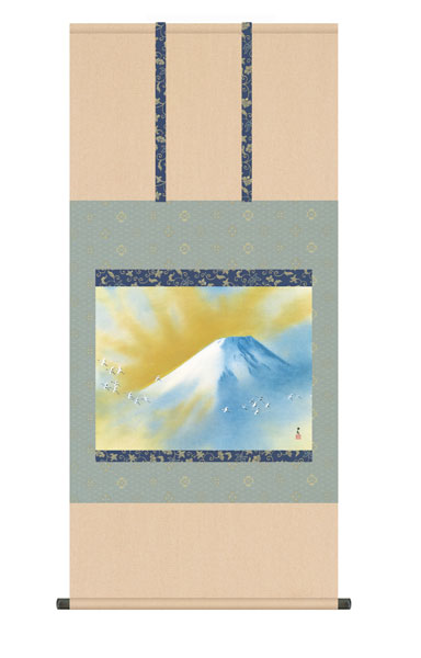 掛け軸 / 横山 大観 霊峰飛鶴 尺五横幅54.5×高さ約115cm 名画複製画