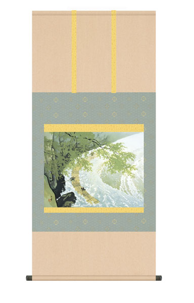 掛け軸 / 川合 玉堂 筏 尺五横幅54.5×高さ約115cm 名画複製画