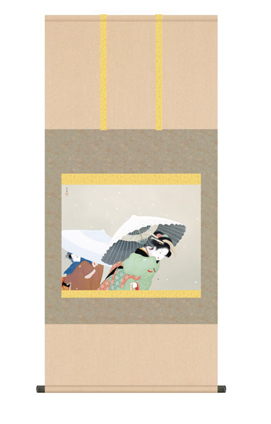 掛け軸 / 上村 松園 牡丹雪 尺五横幅54.5×高さ約115cm 名画複製画