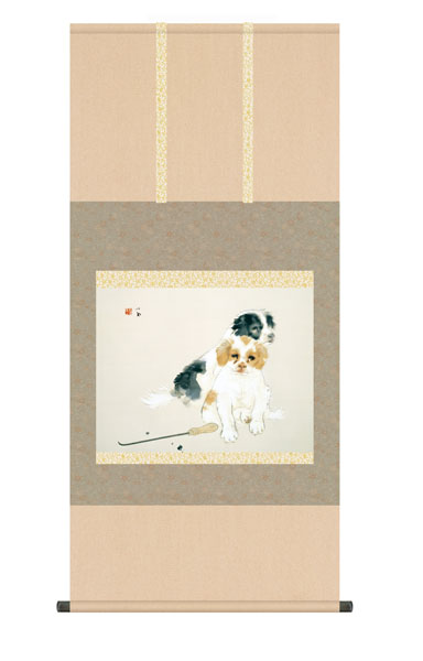 掛け軸 / 竹内 栖鳳 爐邊 尺五横幅54.5×高さ約115cm 名画複製画