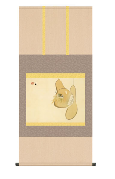 掛け軸 / 竹内 栖鳳 すずめのお宿 尺五横幅54.5×高さ約115cm 名画複製画