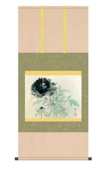 掛け軸 / 速水 御舟 墨牡丹 尺五横幅54.5×高さ約115cm 名画複製画