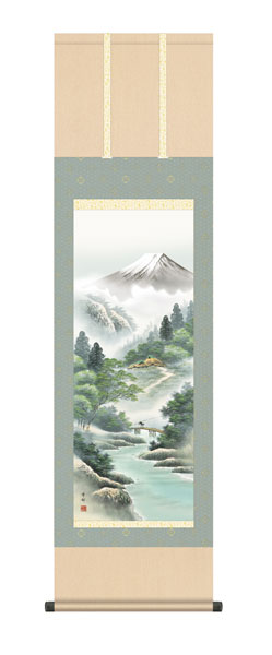 掛け軸 / 中山 雪邨 三美会 涼風富峰 尺三立幅44.5×高さ約164cm 四季山水揃
