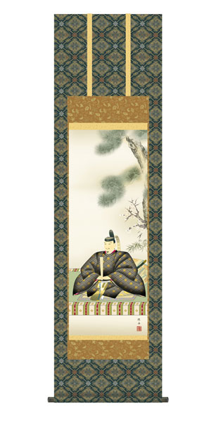掛け軸 / 長江 桂舟 三美会 天神 尺三立幅44.5×高さ約164cm 慶祝画
