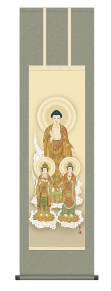掛け軸 / 仏事 高見 化粧箱 床の間 おしゃれ 壁掛け 絵 44.5cm×164cm