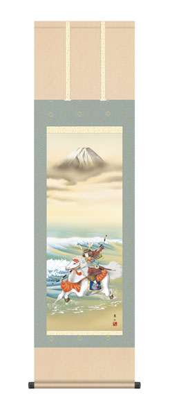 掛け軸 / 榎本 東山 竹翠会 白馬武者 尺三立幅44.5×高さ約164cm 端午の節句
